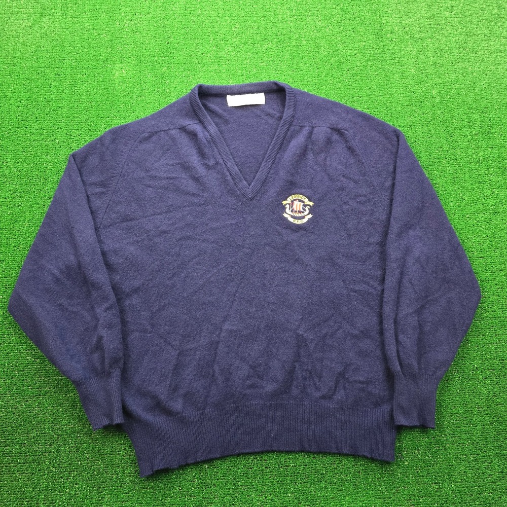 Lyle & Scott Sweater Mens 48 2XL/XL Blue Vintage Lambswool‎ Lerwick RFC
